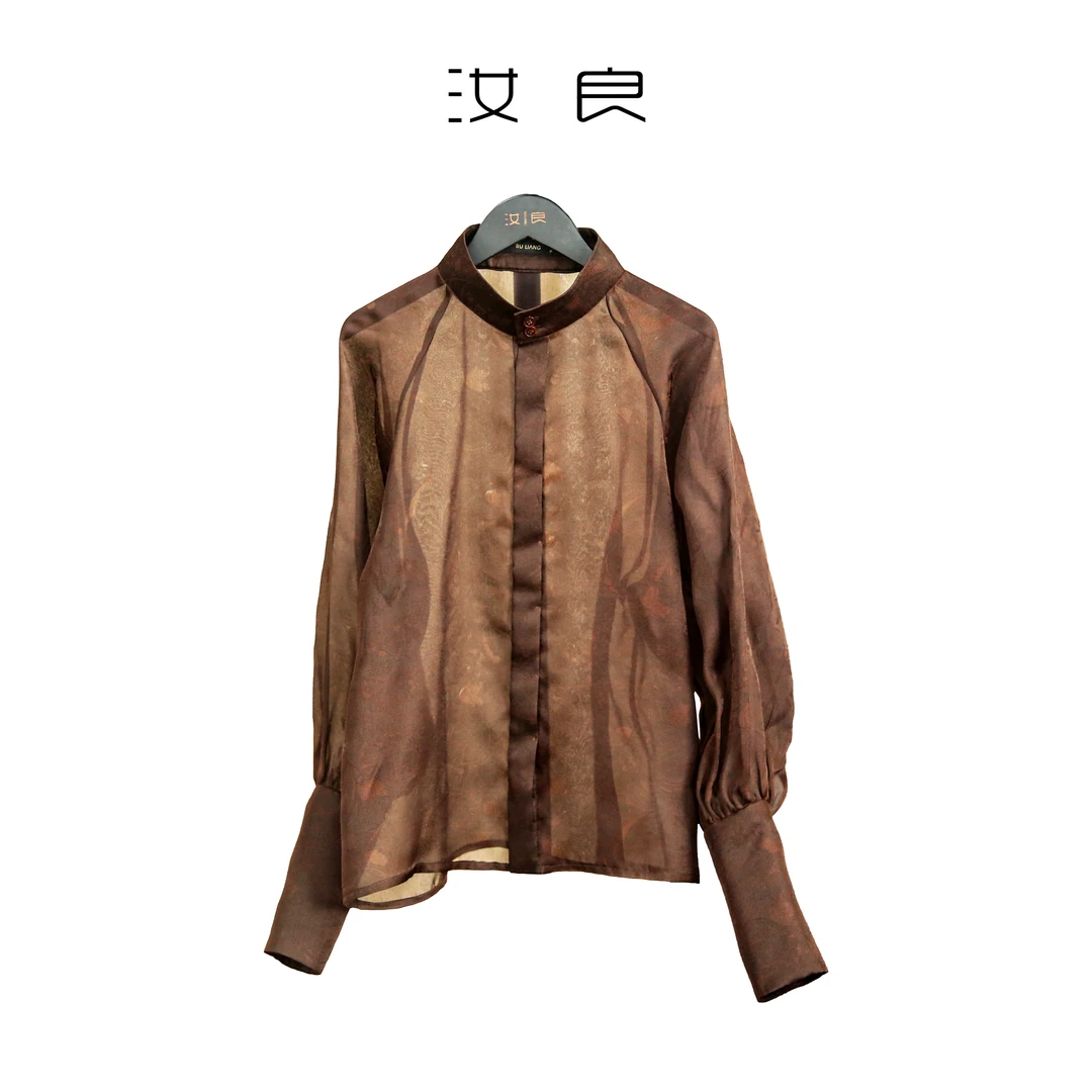 真丝绡长袖管衬衣