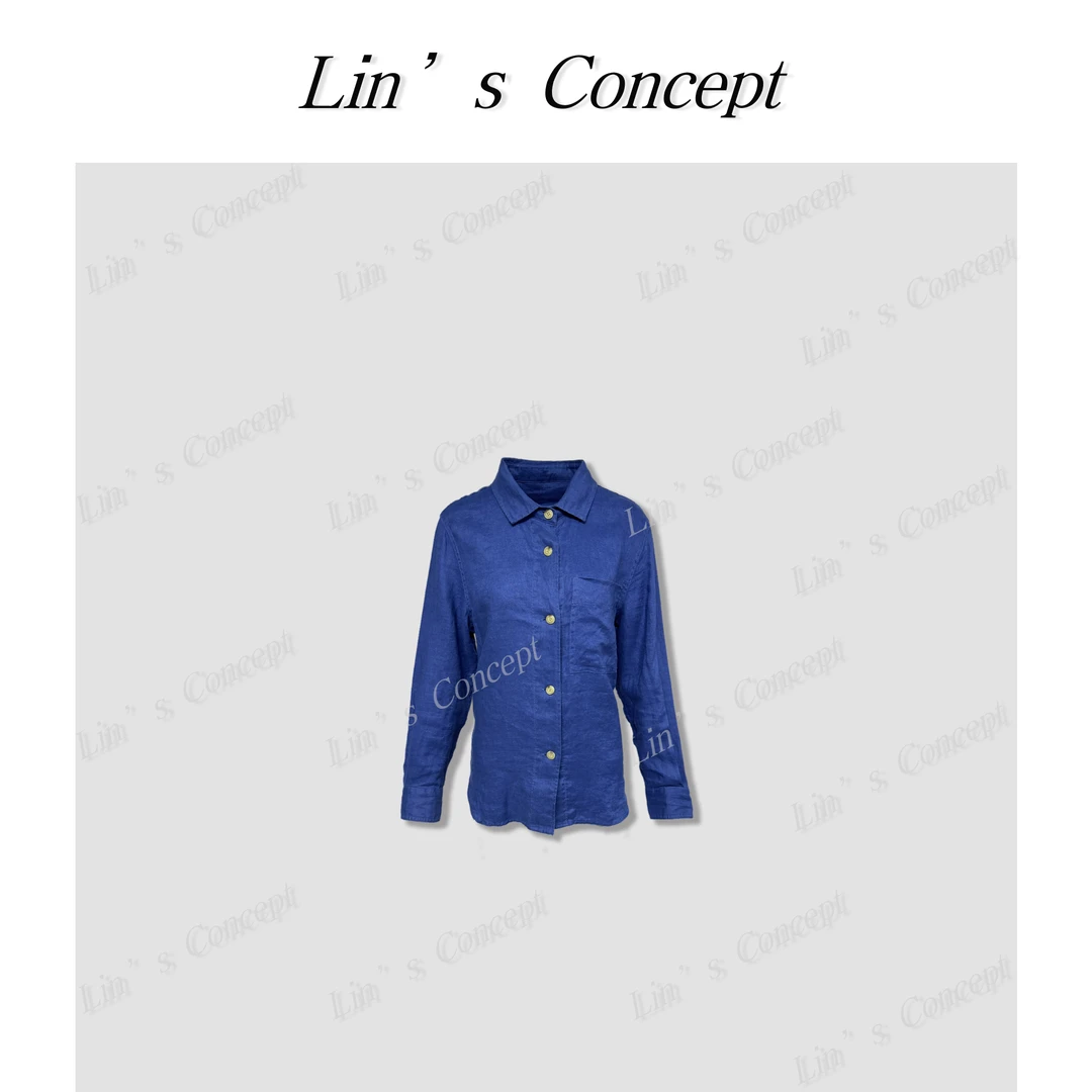 【Lin's concept】极简设计师款亚麻纽扣口袋衬衫 DL2404730
