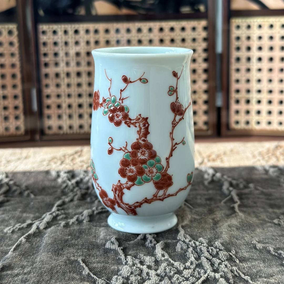 【立勤堂】手工手绘红绿彩松 竹 梅 菊四君子闻香杯（余毅老师手作）