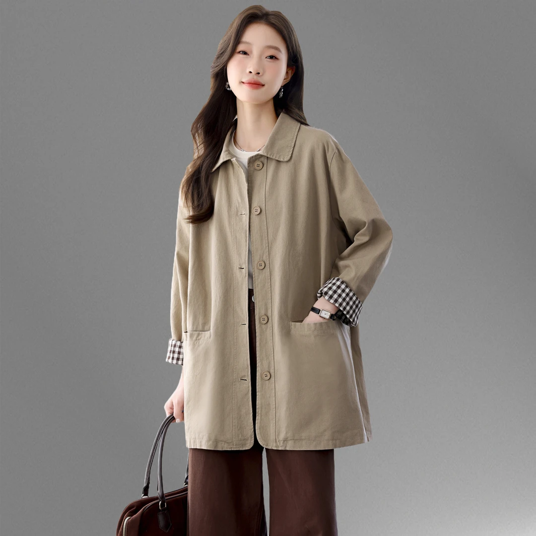 大码风衣外套女春秋2025新款爆款时尚洋气妈妈独特超好看中长上衣