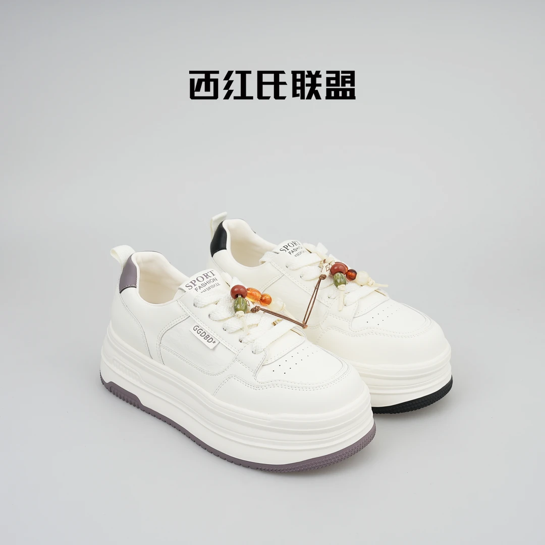 【西红氏联盟】新款系带防滑舒适真皮休闲鞋S1005808-75跟高5cm