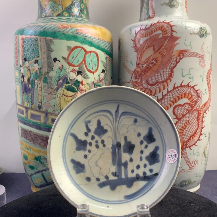 陶盘12969瓷器—青花兰花盘