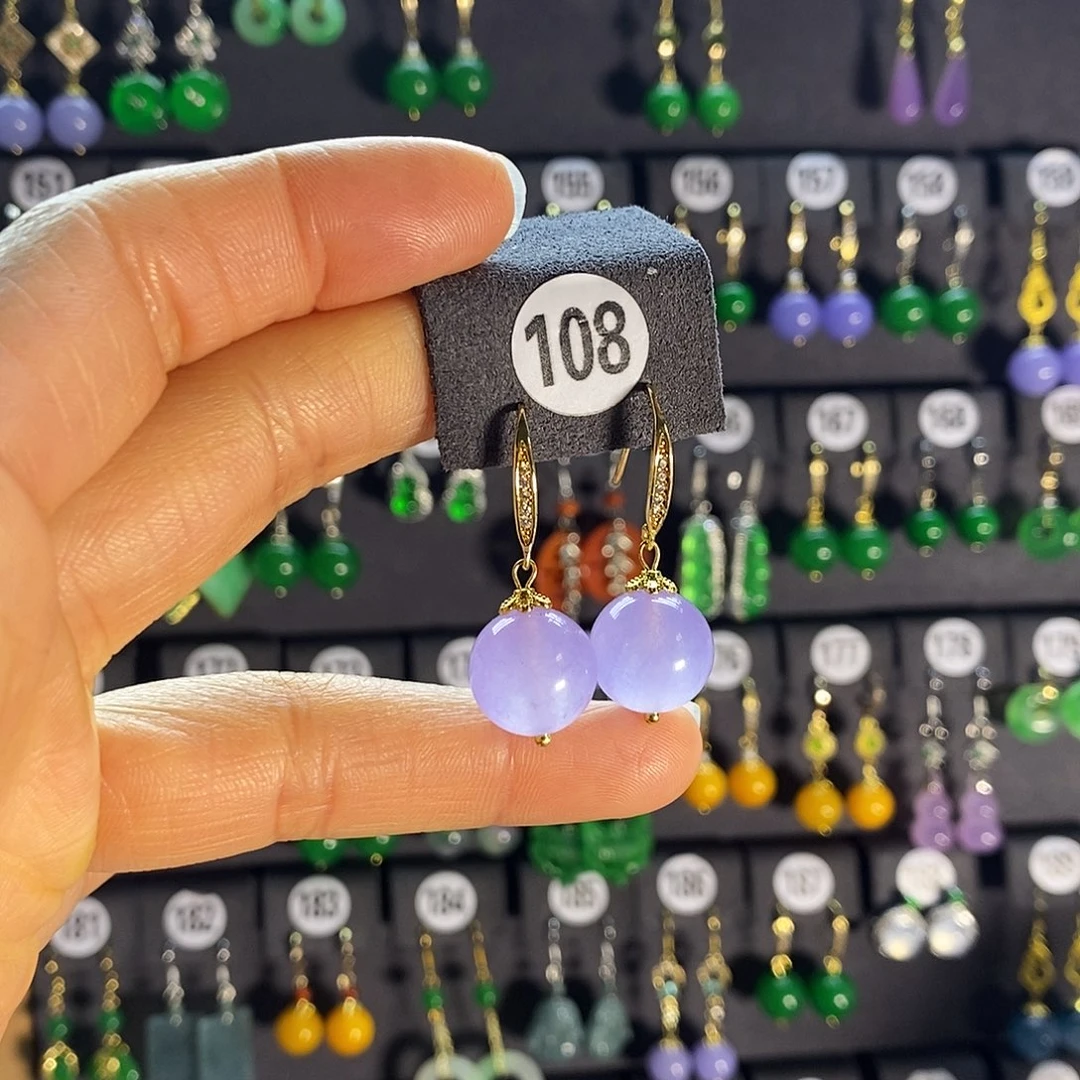 银S925镶嵌翡翠耳饰108