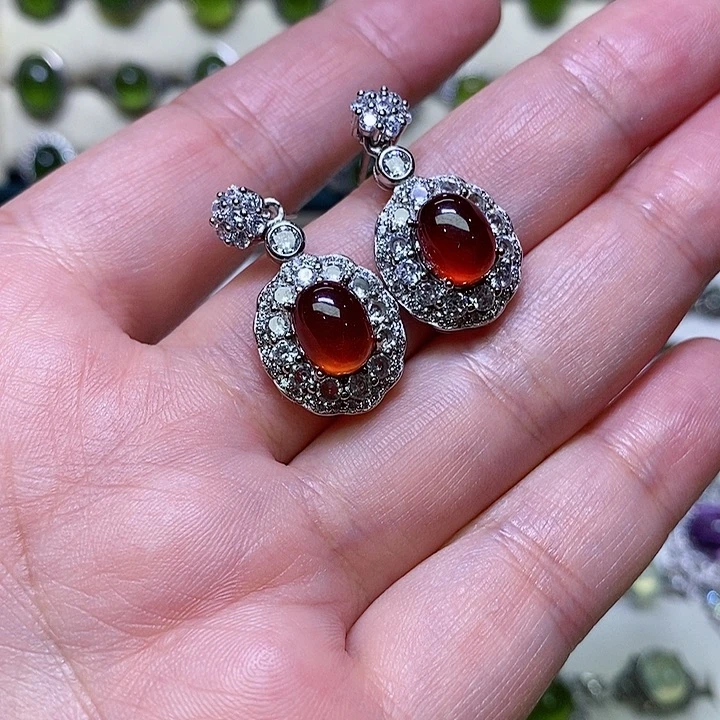 石榴石戒指银S925镶嵌