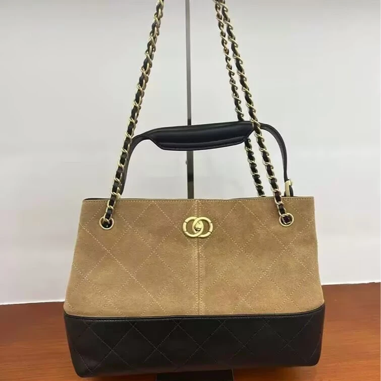小香风棕色包包托特包女大容量新款链条包复古腋下包时尚单肩百搭