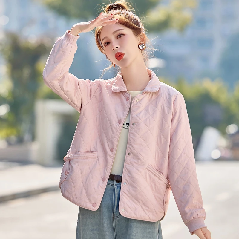 休闲翻领短外套女2025年春秋新款小个子妈妈时尚洋气减龄百搭上衣