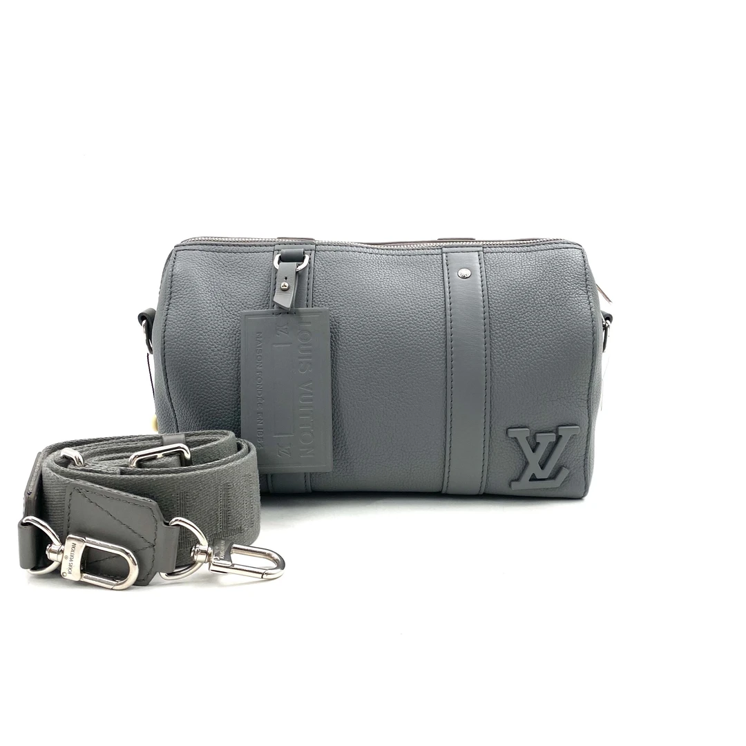 95新 LouisVuitton/路易威登 大象灰全皮citykeepall斜挎包27/17
