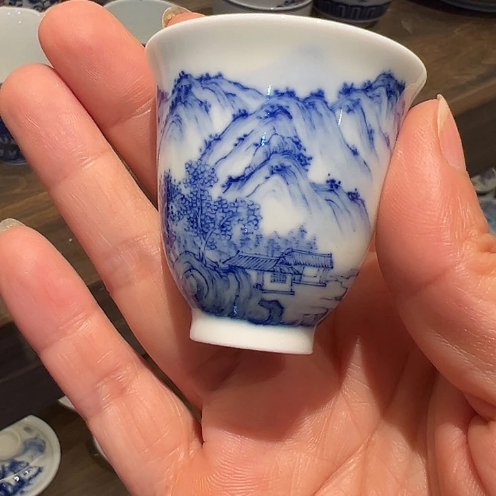 怡琅柴窑手工手绘山水杯