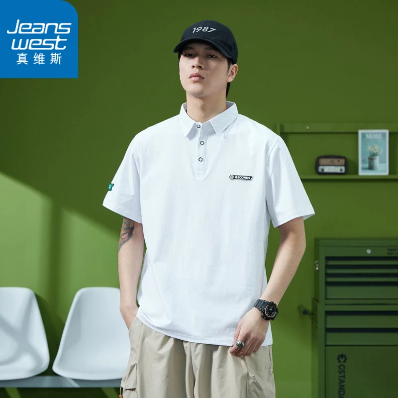 真维斯潮牌polo衫男宽松大码夏季潮流纯棉短袖男装胖子翻领体恤