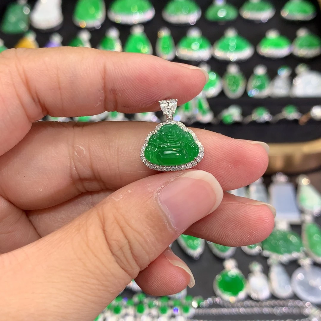 翡翠18K金镶嵌吊坠(不含链)吊坠