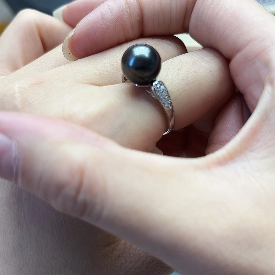 银S925镶嵌海水珍珠戒指