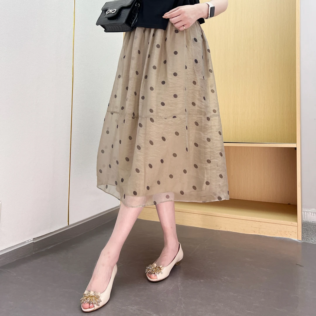 【春夏新款】2025大码显瘦半身裙女暮云纱长裙A字裙子仙女