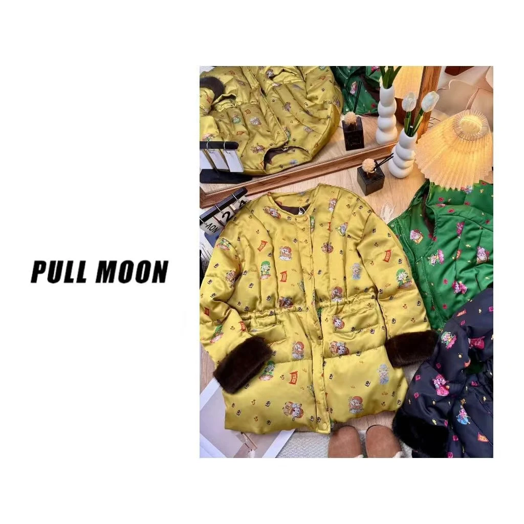 70105  新中式棉服拼接毛毛外套 160