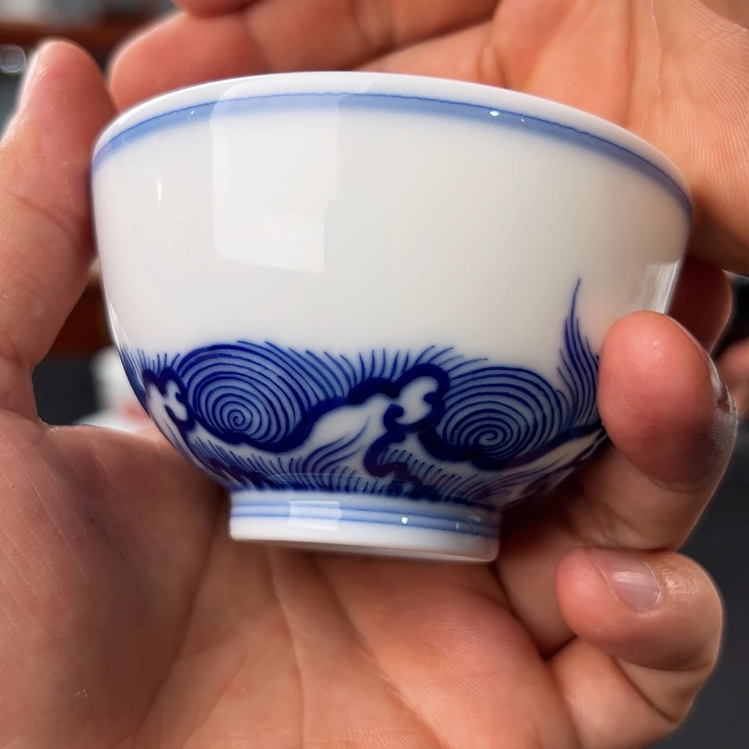 青花海浪纹主人杯