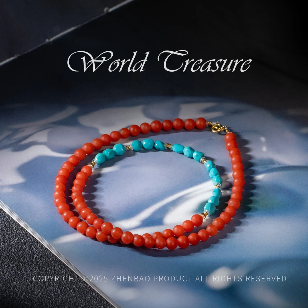 【世间臻宝】绿松石DIY南红项链/Q3139/4mm/多样性发/5