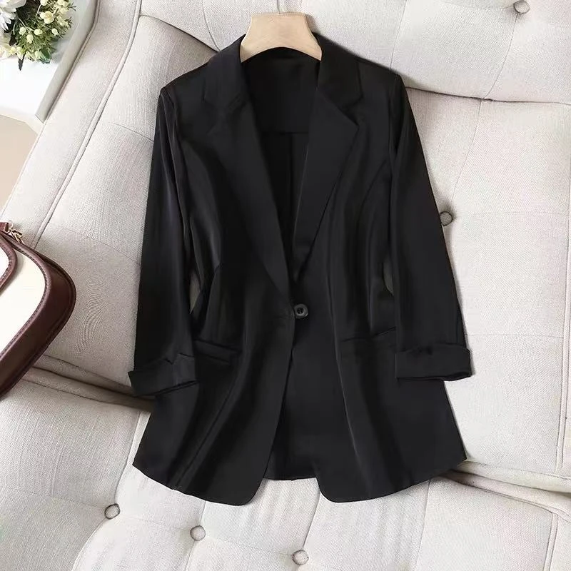 小西装女夏季薄款百搭品质西服外套宽松休闲显瘦上衣潮4-040