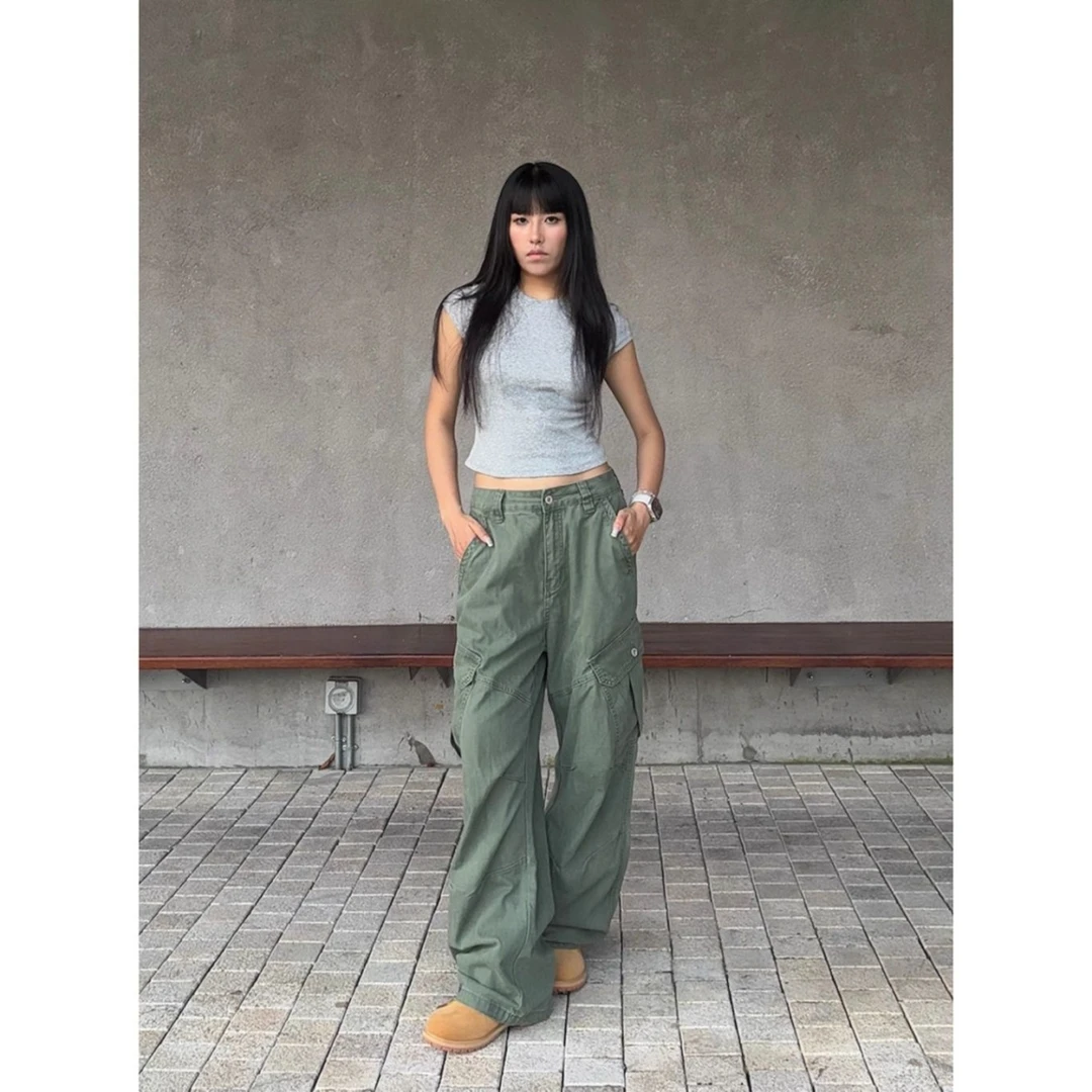 MADWITCH美式复古做旧工装休闲裤男女宽松解构廓形baggy弯刀裤子