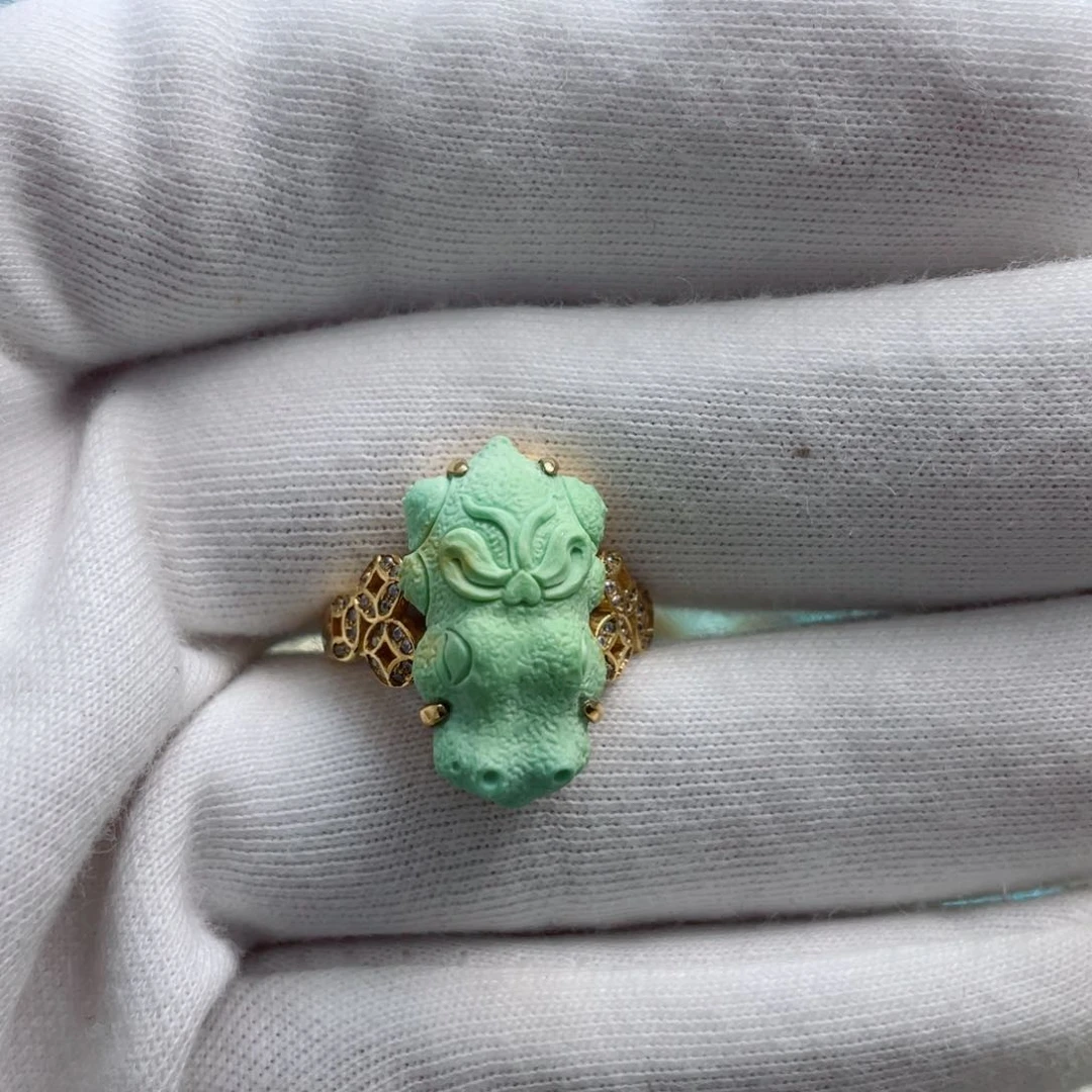 绿松石珠宝奇石18K金镶嵌酸***丝