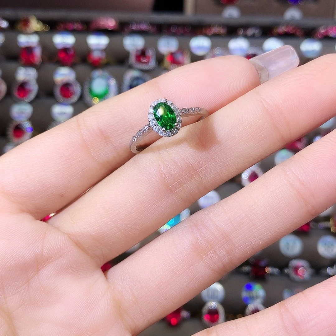 银S925镶嵌戒指碧玺白46