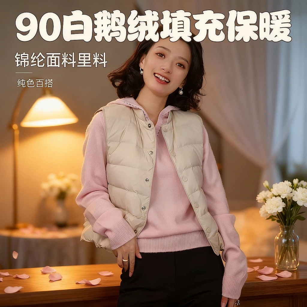 西子/【云盾】90白鹅绒蓬松度百搭叠穿羽绒马甲/YRXS0489