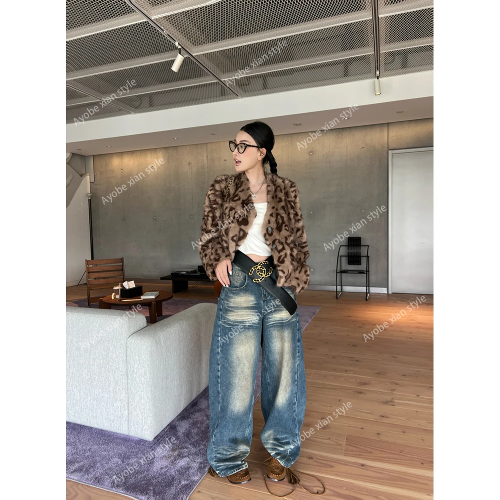 【AYOBE】小贤  复古千禧街头做旧美式重磅阔腿牛仔裤