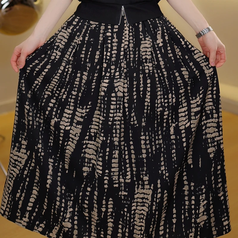 时尚气质半身裙女2025夏季新款中长款显瘦百搭印花A字裙子