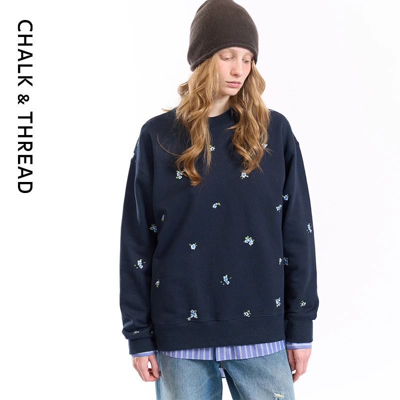CHALK&THREAD小花束刺绣卫衣