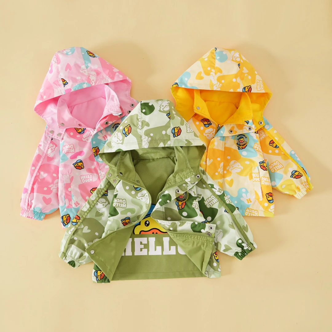 小黄鸭2025连帽动漫外套童装卡通春秋风衣宝宝女童秋装上衣男童
