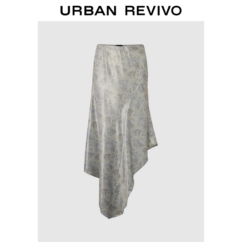 UR2025夏季新款女装魅力气质碎花不对称鱼尾半裙UIG550010