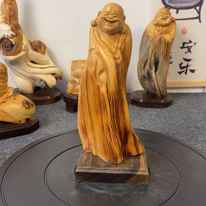 柏木（崖柏）弥勒佛摆件高29