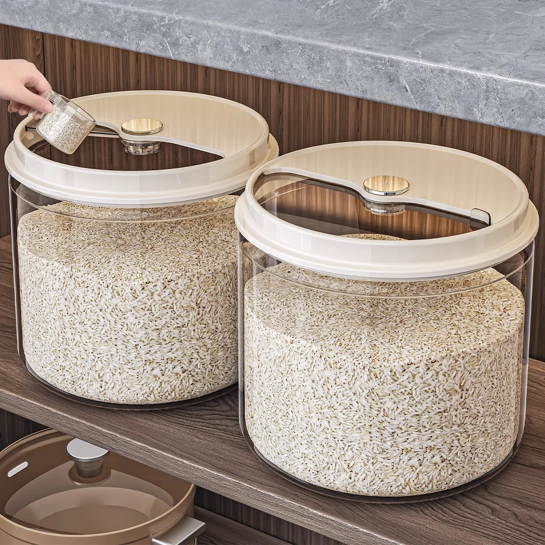 圆形米桶新款防尘防虫防潮密封装大米面粉储存罐容器加厚米箱米缸