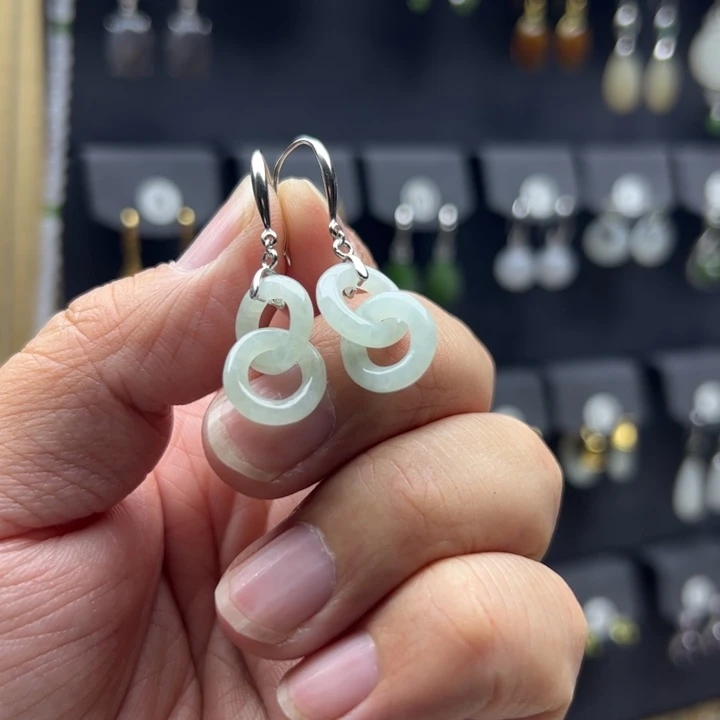 翡翠银S925镶嵌耳饰66666666