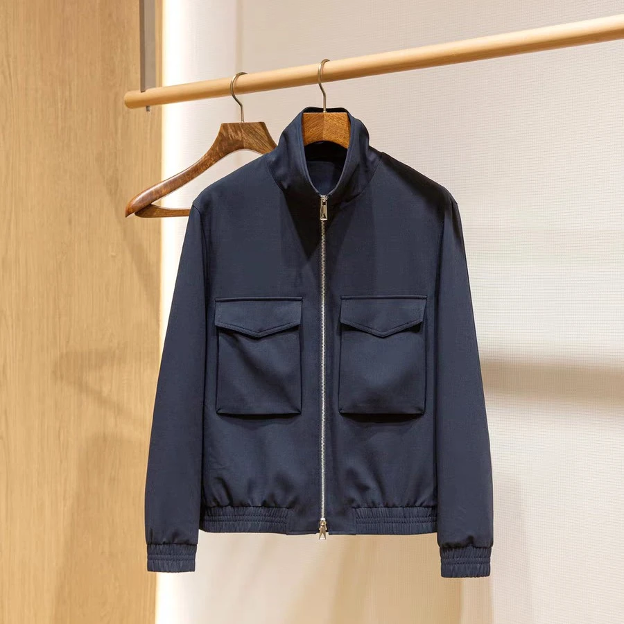 BV*25春款高奢男士百搭微落肩羊毛混纺夹克外套2313