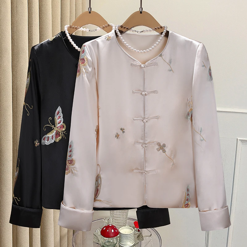 醋酸重工刺绣女短外套新中式拼接女装外套春季唐装气质长袖民族风