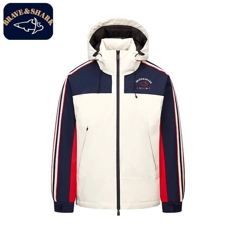 BRAVE&SHARK勇士鲨鱼羽绒服男短款2024冬季新款连帽夹克防风保暖