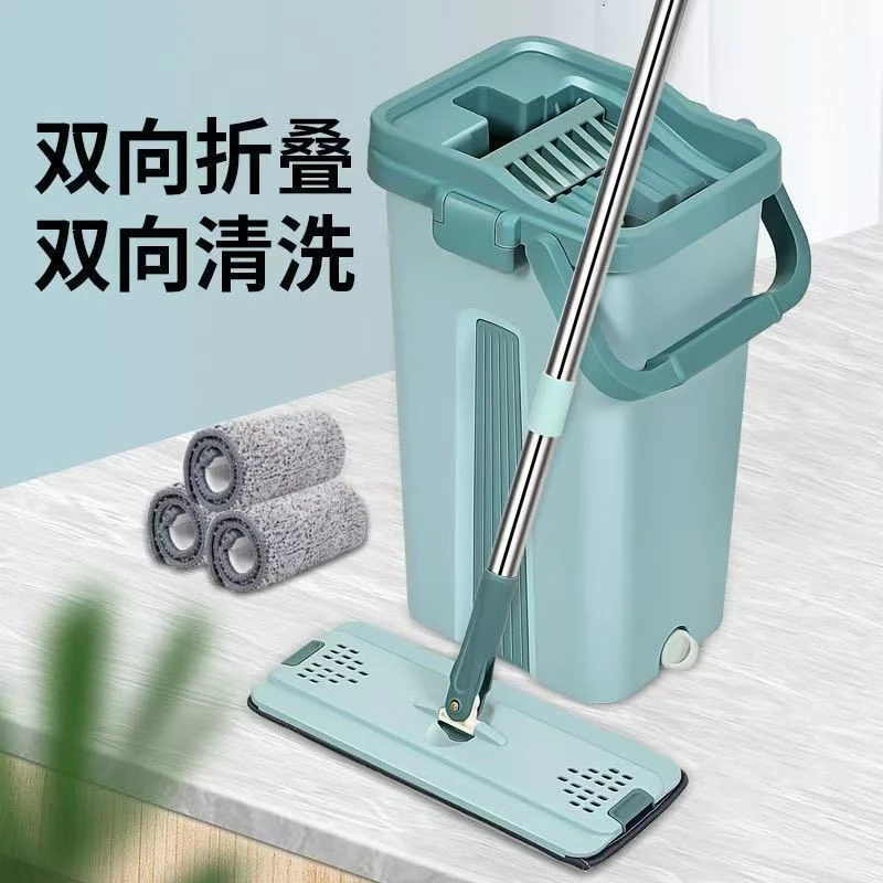 刮刮乐免手洗板拖把家用一拖净网红懒人拖布干湿两用墩布带桶