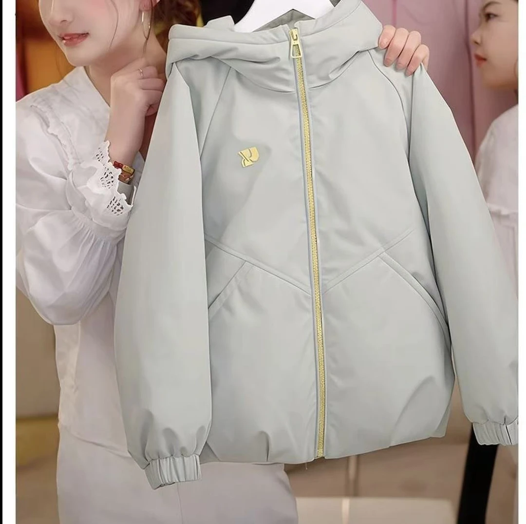 女童羽绒服2025新款韩版儿童连帽外套中大童小女孩白鸭绒冬装