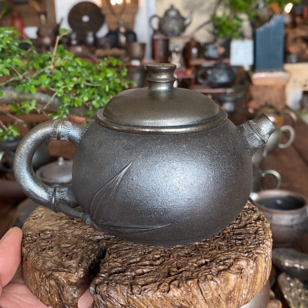 竹节壶，微瑕一小包，建水紫陶，纯柴烧全手工