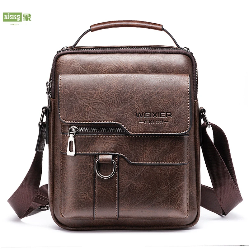 斜挎包男士单肩包复古竖款背包商务男包休闲男款皮包挎包单肩包包