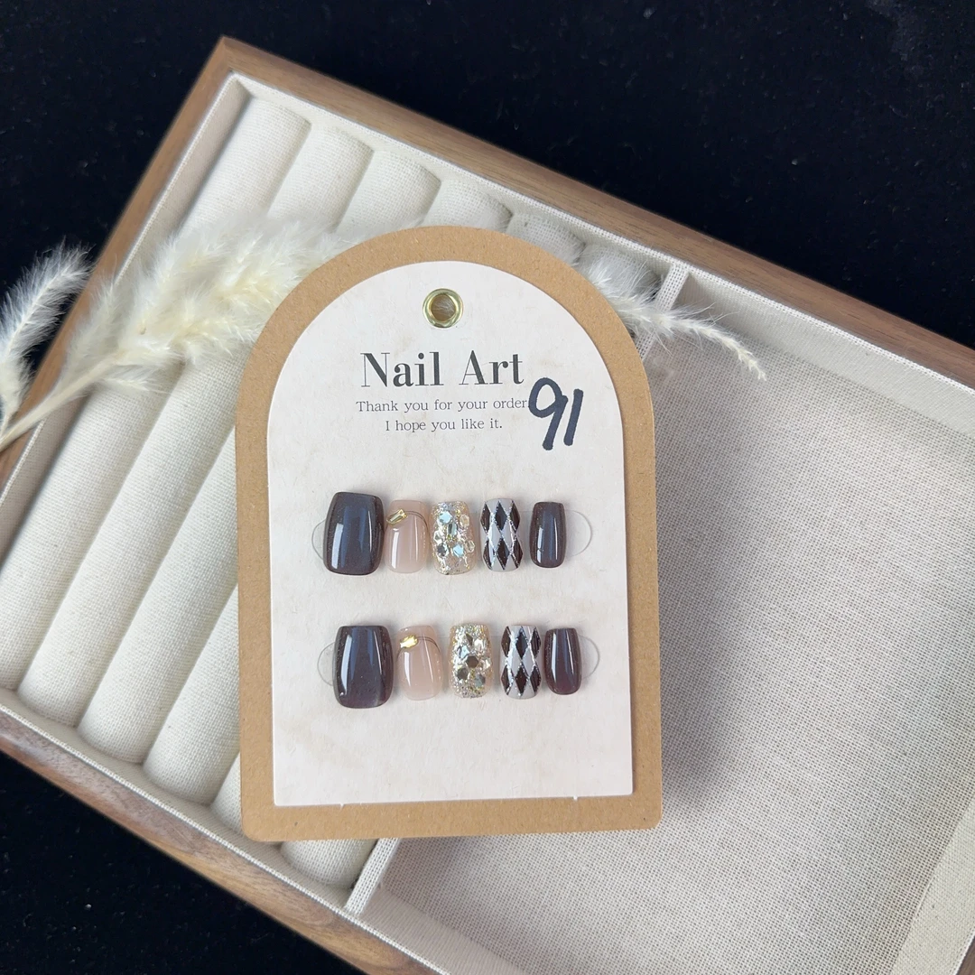 2024秋冬新款裸色猫眼美甲网红爆款时尚高级感可拆卸穿戴甲 91