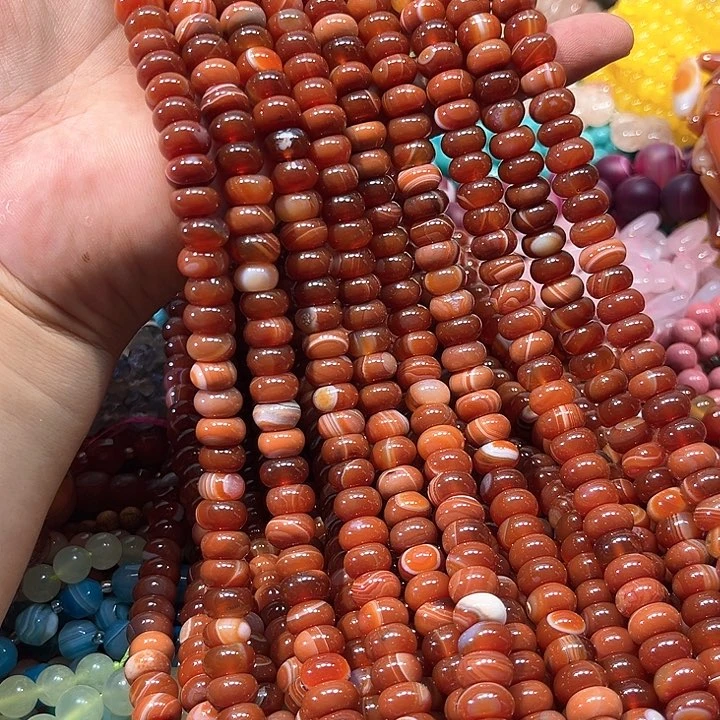 玛瑙/玉髓合金珠宝半成品红玛瑙算盘一条10mm