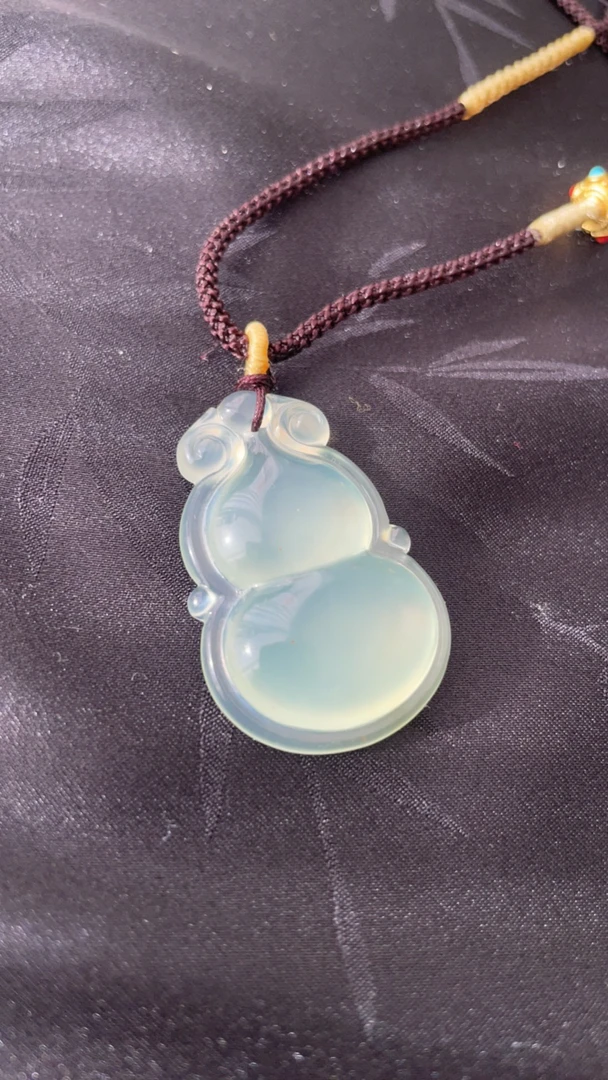 岫玉冰透大葫芦福禄寿复古国风美毛衣链项链