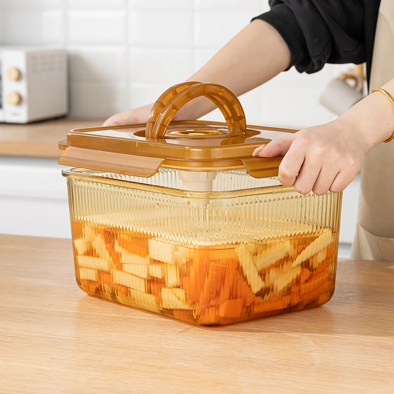 7.5L按压式琥珀原色高硼硅玻璃泡菜盒大容量家用保鲜泡菜