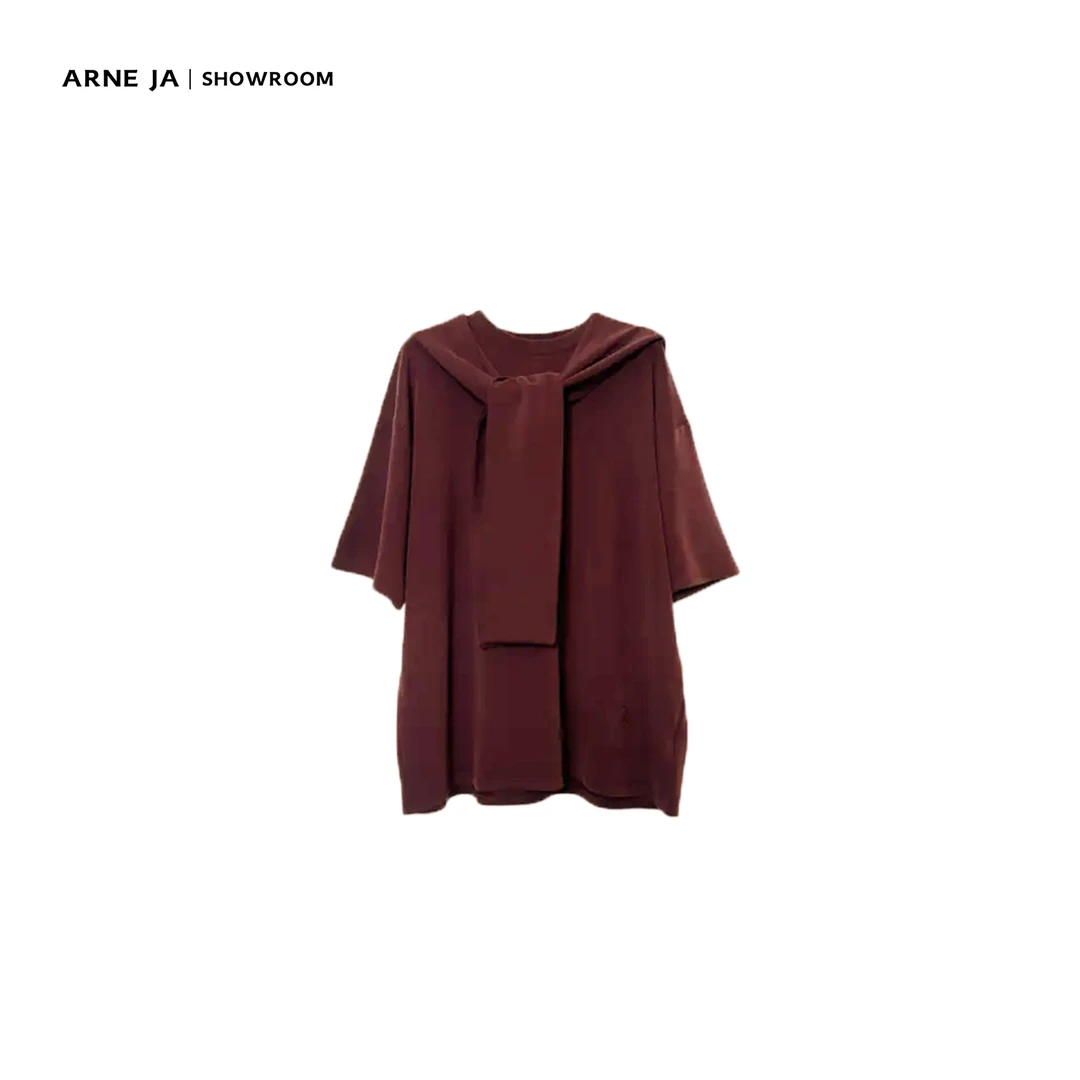 ARNE JA｜素系松弛定染质感轮廓线两穿围巾领磨毛棉上衣A792