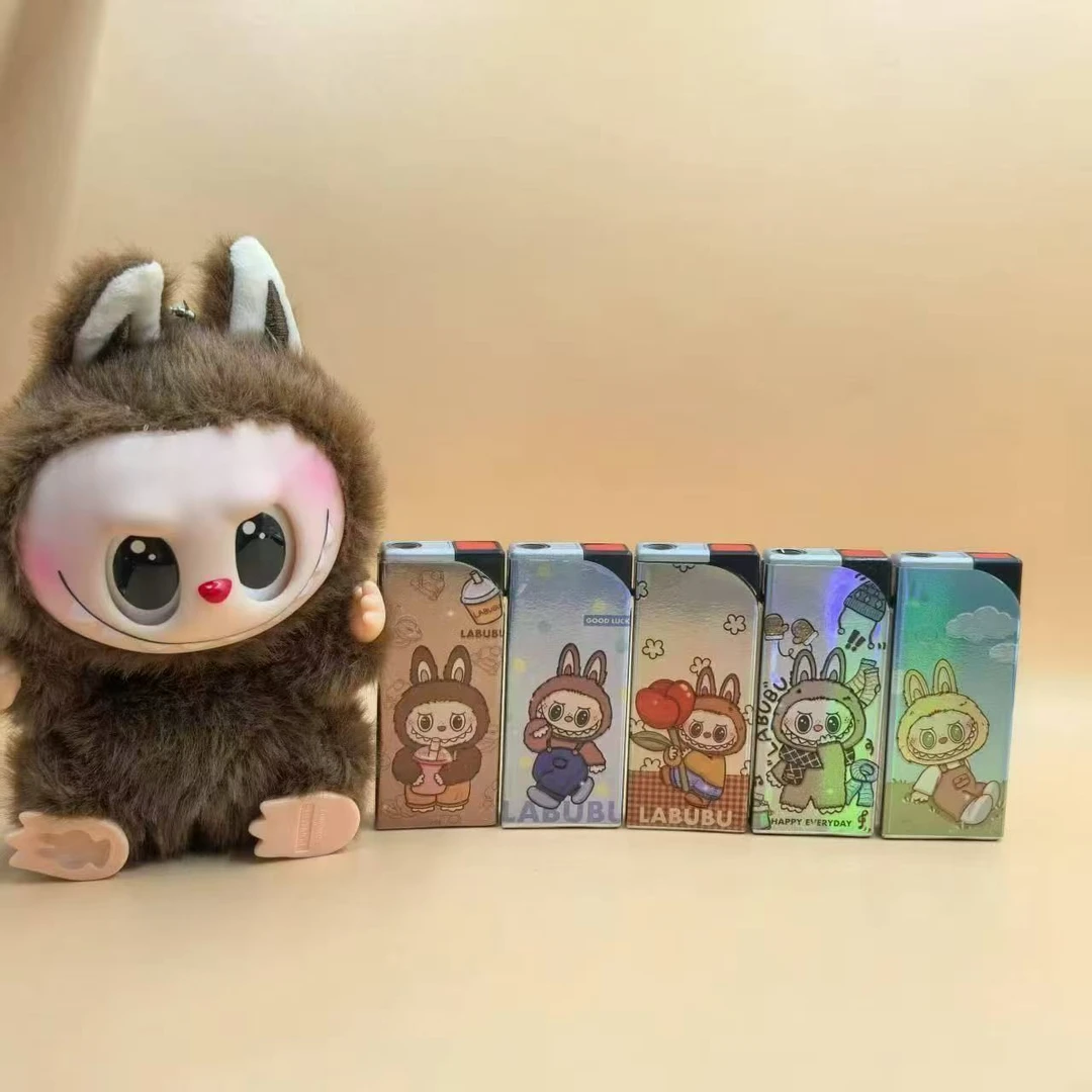 【新款爆款拉布布】潮个性可爱金属蓝焰直冲防风打火机双面图案充气