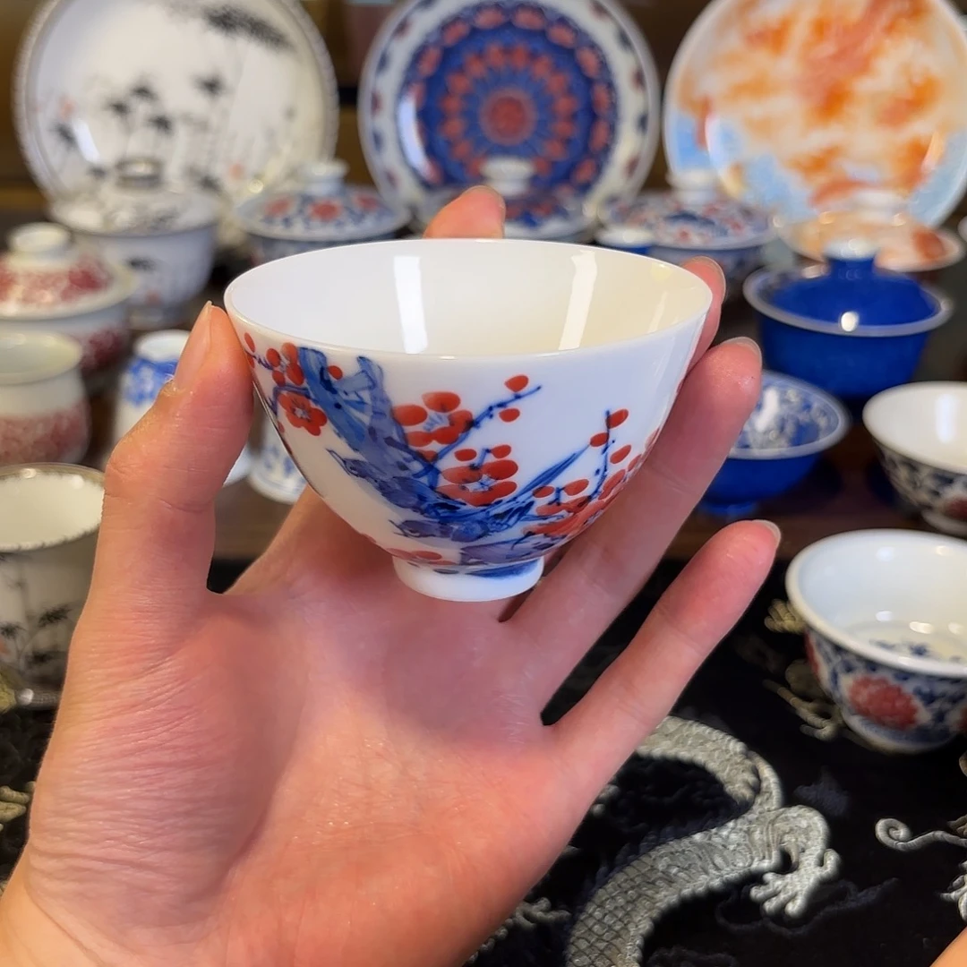 喜上眉梢手绘釉下彩