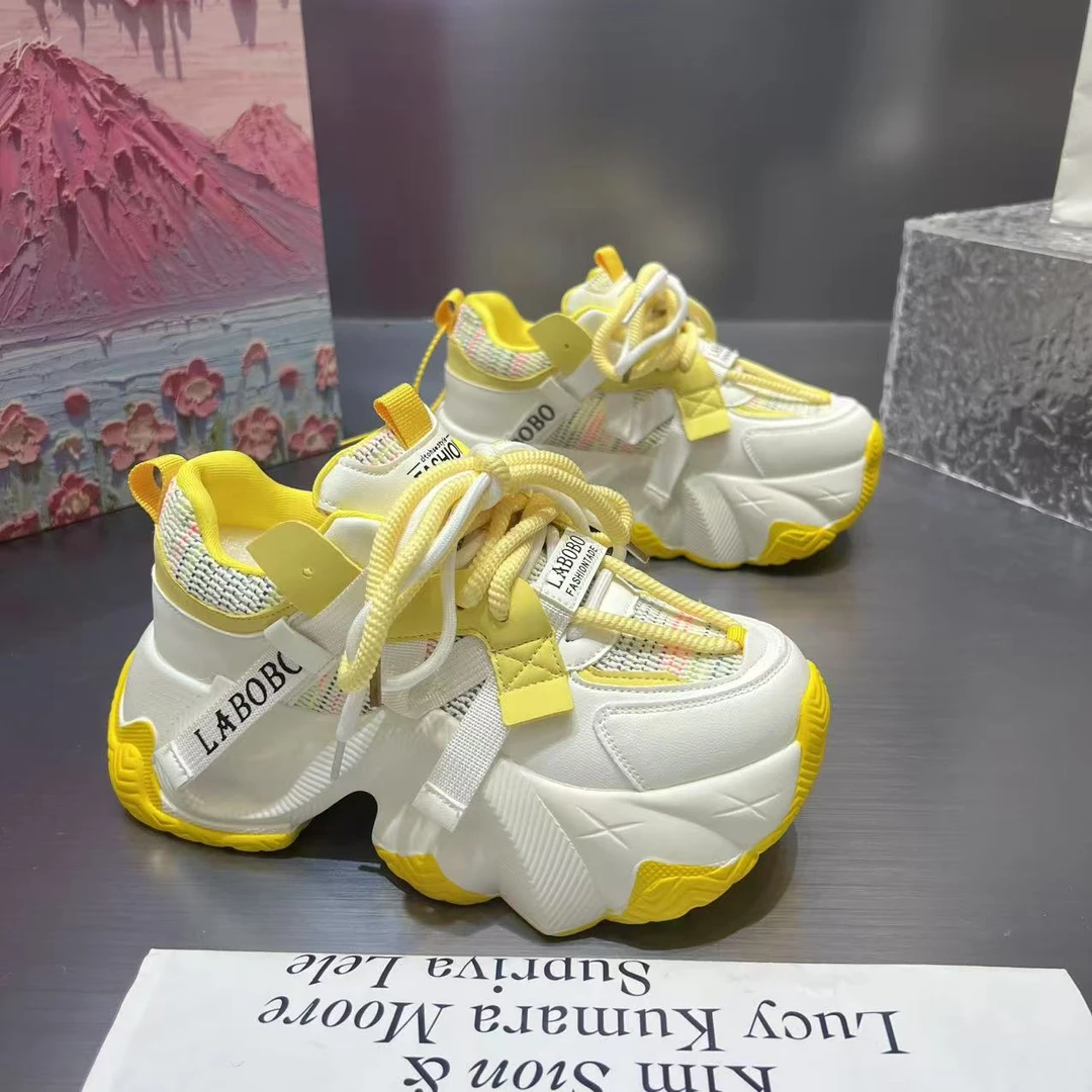 【wf】爆款厚底老爹鞋女2025新款夏季多巴胺拼色时尚百搭休闲运动鞋