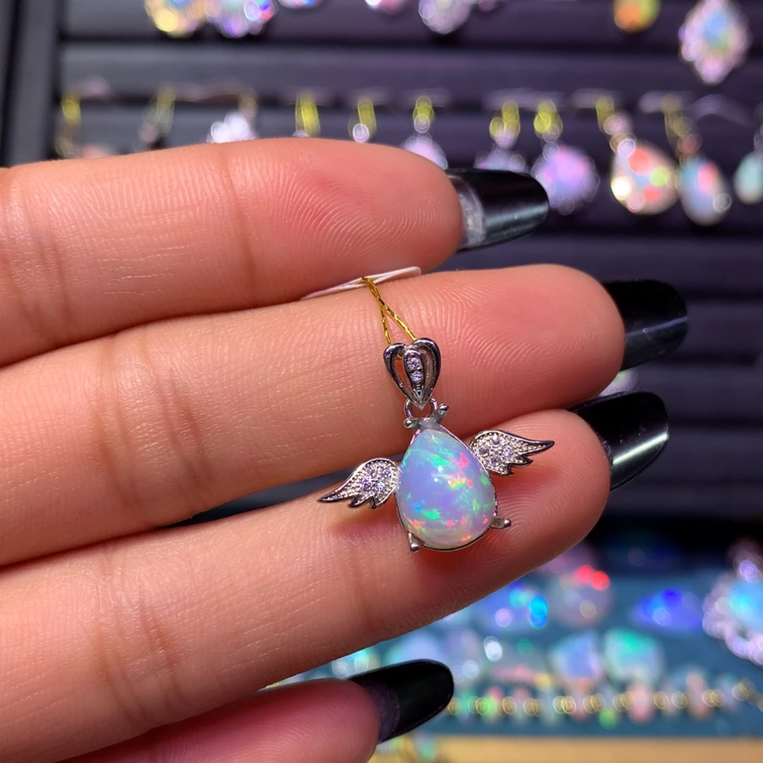 欧泊银S925镶嵌吊坠款