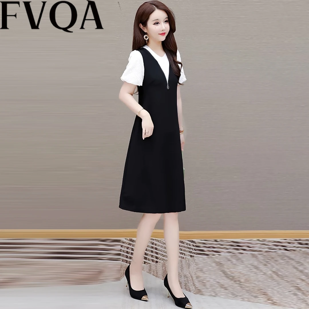 小香风假两件套装连衣裙子女夏气质妈妈年轻贵夫人时尚品牌十三行