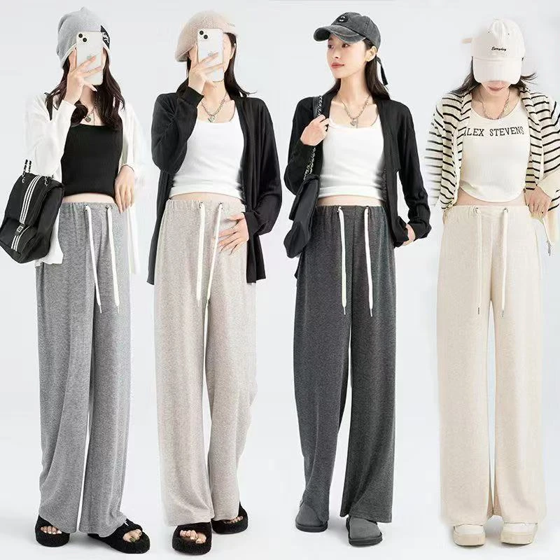 2025春夏新款孕妇（糯米裤）薄款显瘦运动高腰直筒休闲抽绳